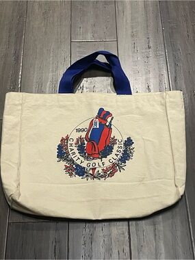 Vintage 1990 Austin TX Charity Golf Classic Canvas Tote Bag Bank of the Hills
